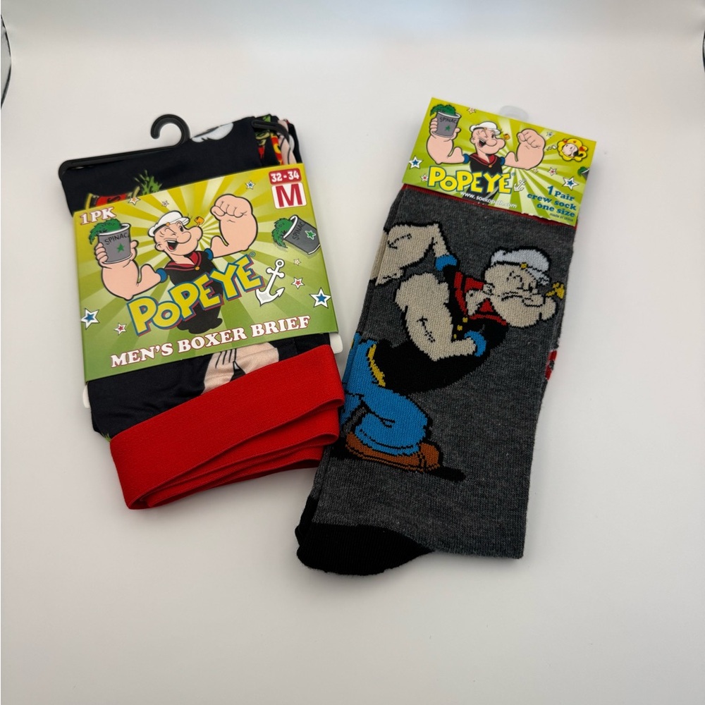 Men's Popeye Boxer Brief and Sock Set - Size M